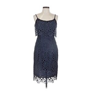 Nanette Lepore Navy Blue Bella Donna Floral Crochet Lace Sheath Dress Size 8 NWT